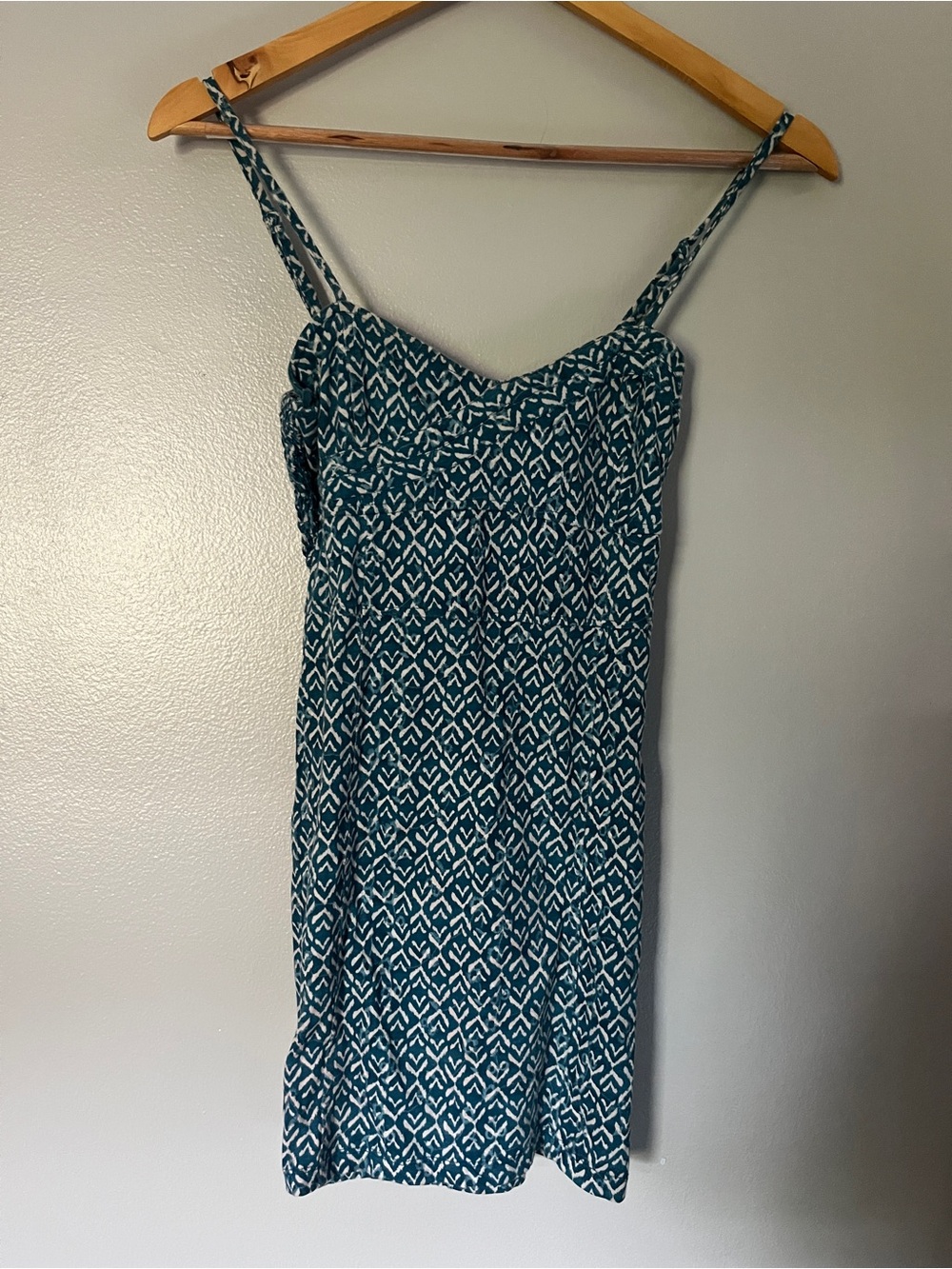 Free People Teal and White Printed dress, open back